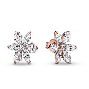 Pandora Sparkling Herbarium Cluster Stud Earrings Flower Authentic 14k rose gold